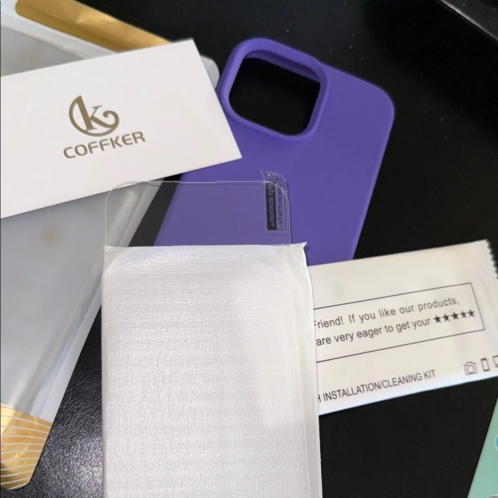 Coffker Purple Shockproof iPhone 14 Pro Max Case with Accessories